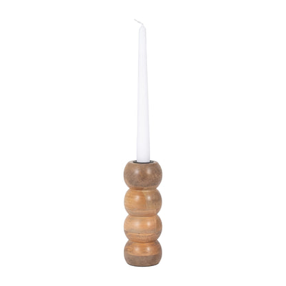 Wood, 7" Ribbed Votive Holder, Natural - Decor Addict, LLC