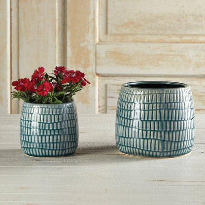 Cream And Gray Planter Lrg - Decor Addict, LLC