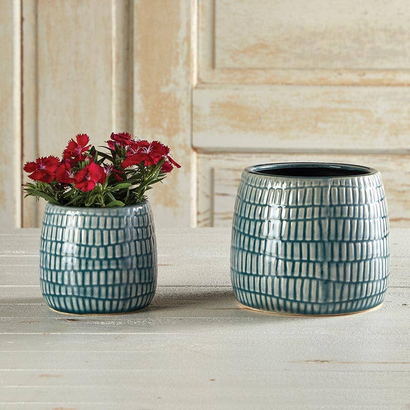 Cream And Gray Planter Lrg - Decor Addict, LLC