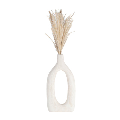Wood, 14"h Cut-out Vase, White - Decor Addict, LLC