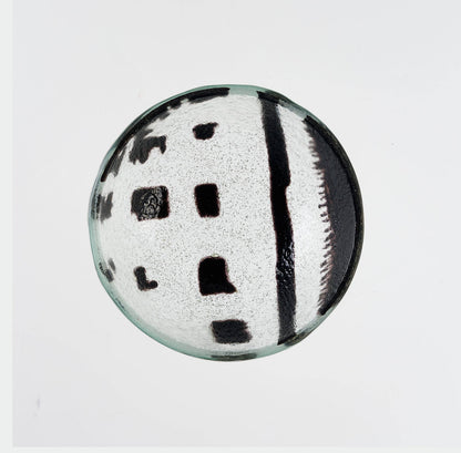 Wavy Bowl Tray 12x5 Black & White Bold #: Black & White / Glass - Decor Addict, LLC
