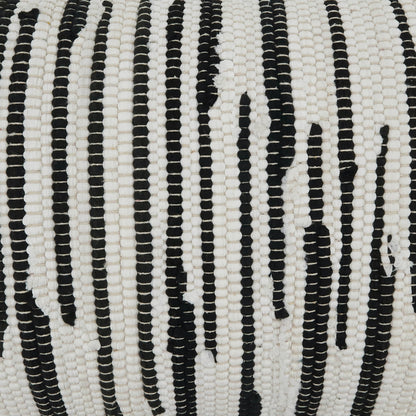 Throw Pillow With Zebra Chindi Design: Black/White / Poly Filled / 14"x23" - Decor Addict, LLC