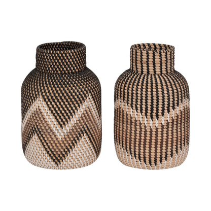 Rattan, 13"h Woven Vase, Multi - Decor Addict, LLC