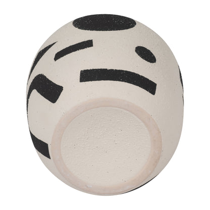 Cer, 6" Funky Bulbous Vase, Ivory/black - Decor Addict, LLC
