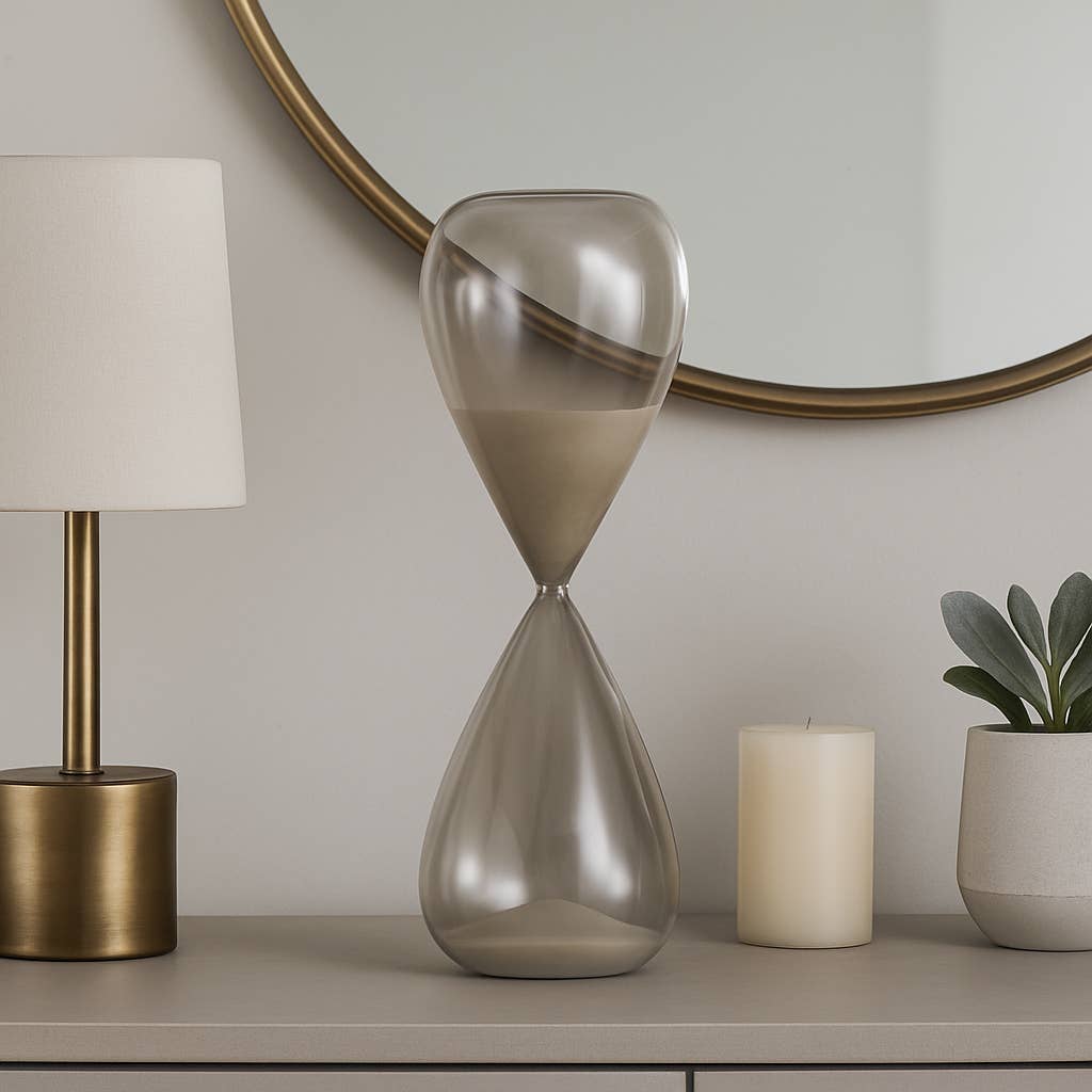 Glass Small Teardrop Silhouette Hourglass - Grey, 20 in. - Decor Addict, LLC