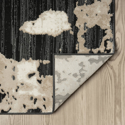 Abani Rugs TER170A Beige Black Abstract Pattern Area Rug: 2' x 3' - Decor Addict, LLC