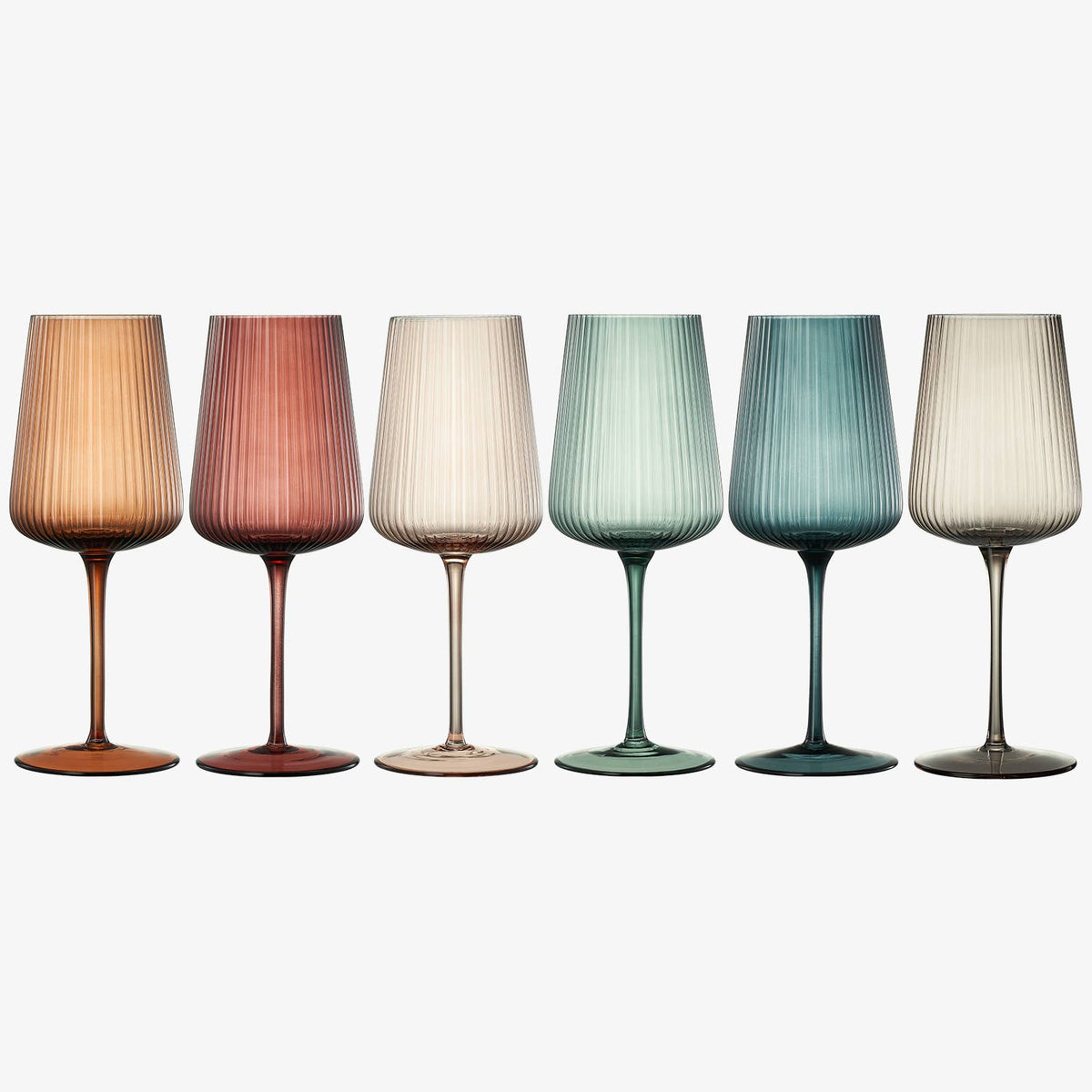 Ribbed Colored Wine Glasses, Muted, Set of 6 - Decor Addict, LLC