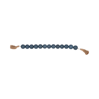 Wood, 32x2 Large Bead Garland W/ Tassel, Teal/blu - Decor Addict, LLC