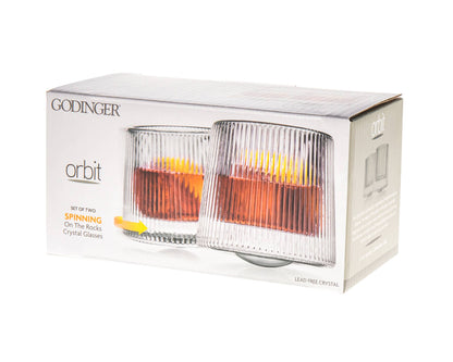 Set of Two Orbit Spinning Dof Glasses: Non Leaded Crystal - Decor Addict, LLC