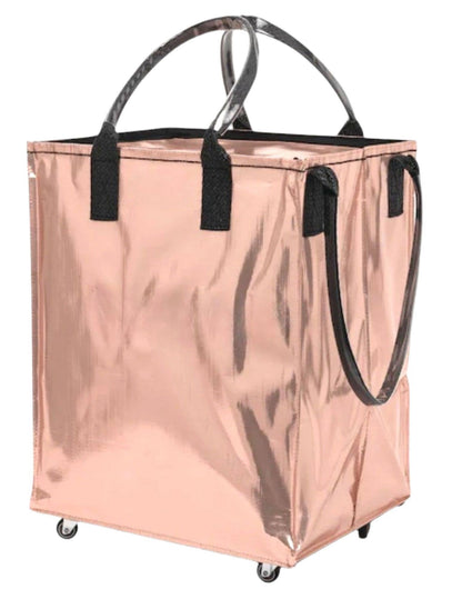 Large Reusable Rolling Bag: Rose Gold