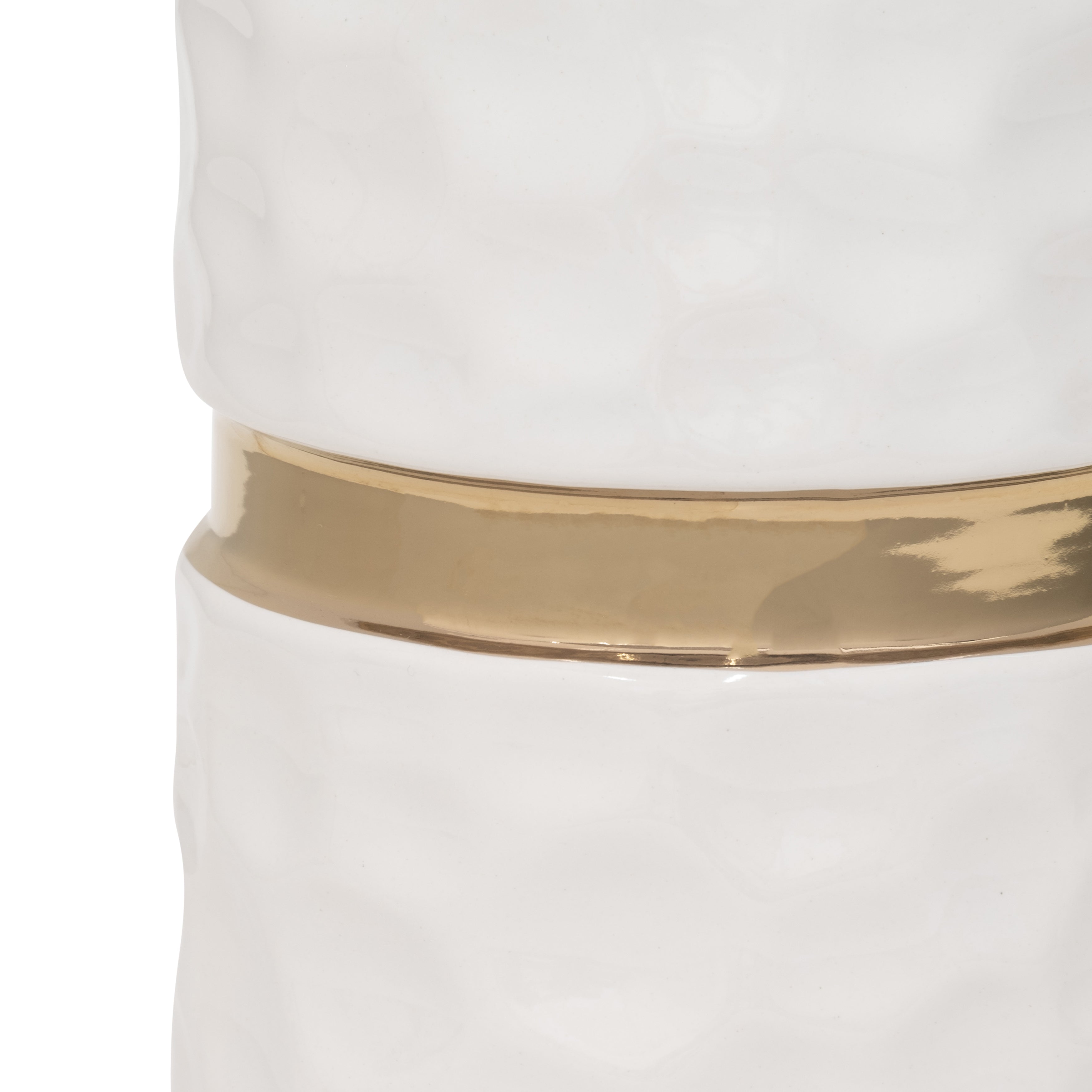 5x10"h Belted Vase, White/gold - Decor Addict, LLC