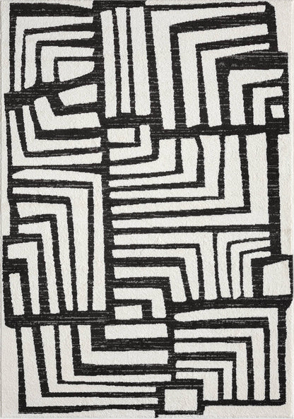 Abani Rugs Nomad NOM130A Cream Grey Multi-Box Pattern Rug: 2' x 3' - Decor Addict, LLC