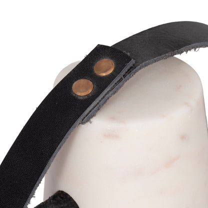 5" Marble Doorstop With Leather Handle, White/blac - Decor Addict, LLC