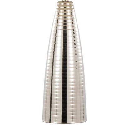 28" Metal Table Lamps ft. Ribbed Body Design (Set of 2): Polished Nickel, White Linen - Decor Addict, LLC