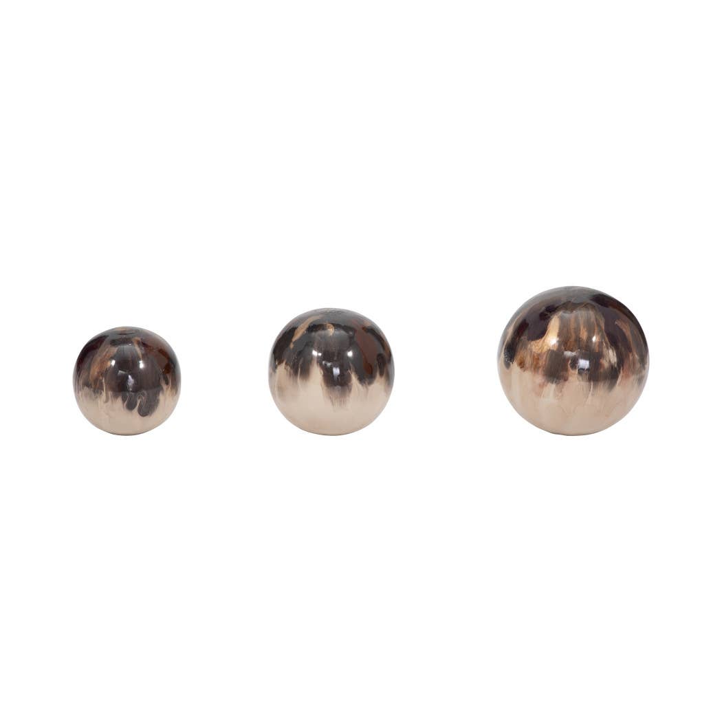 Metal Modern Abstract Sphere Set of 3 - Ivory, 4/5/6 in.