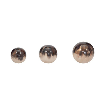 Metal Modern Abstract Sphere Set of 3 - Ivory, 4/5/6 in.