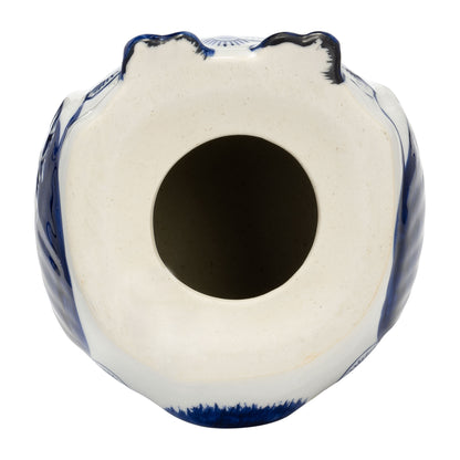 Cer, 5"h Chinoiserie Owl, Blue/white - Decor Addict, LLC