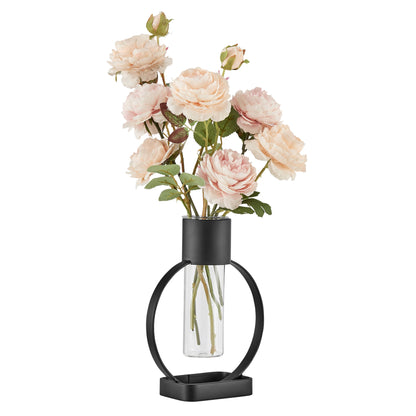 Jacob Modern Black Open Circle Clear Glass Tabletop Vase - Decor Addict, LLC