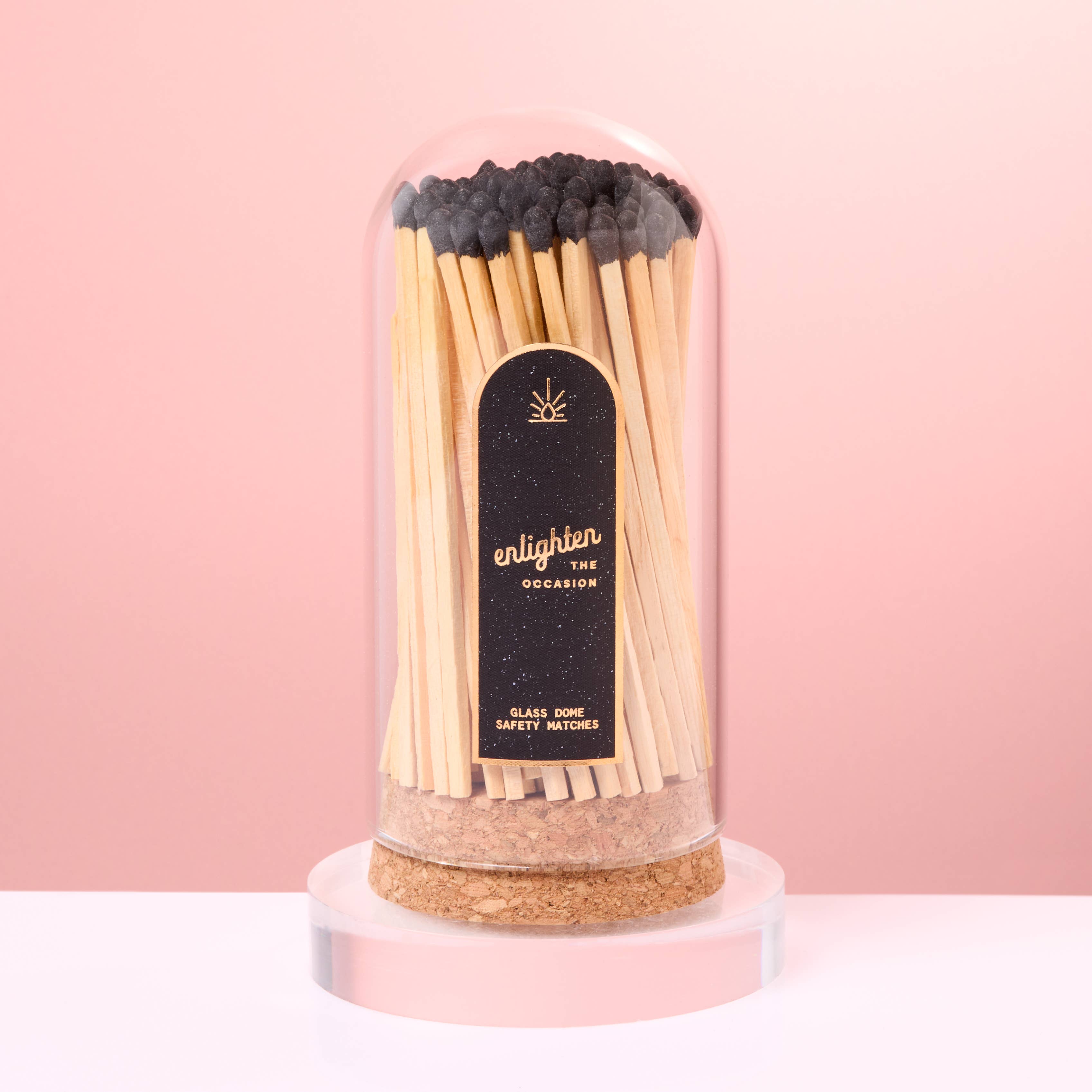 Black Wooden Matchsticks in Glass Corked Dome - Decor Addict, LLC