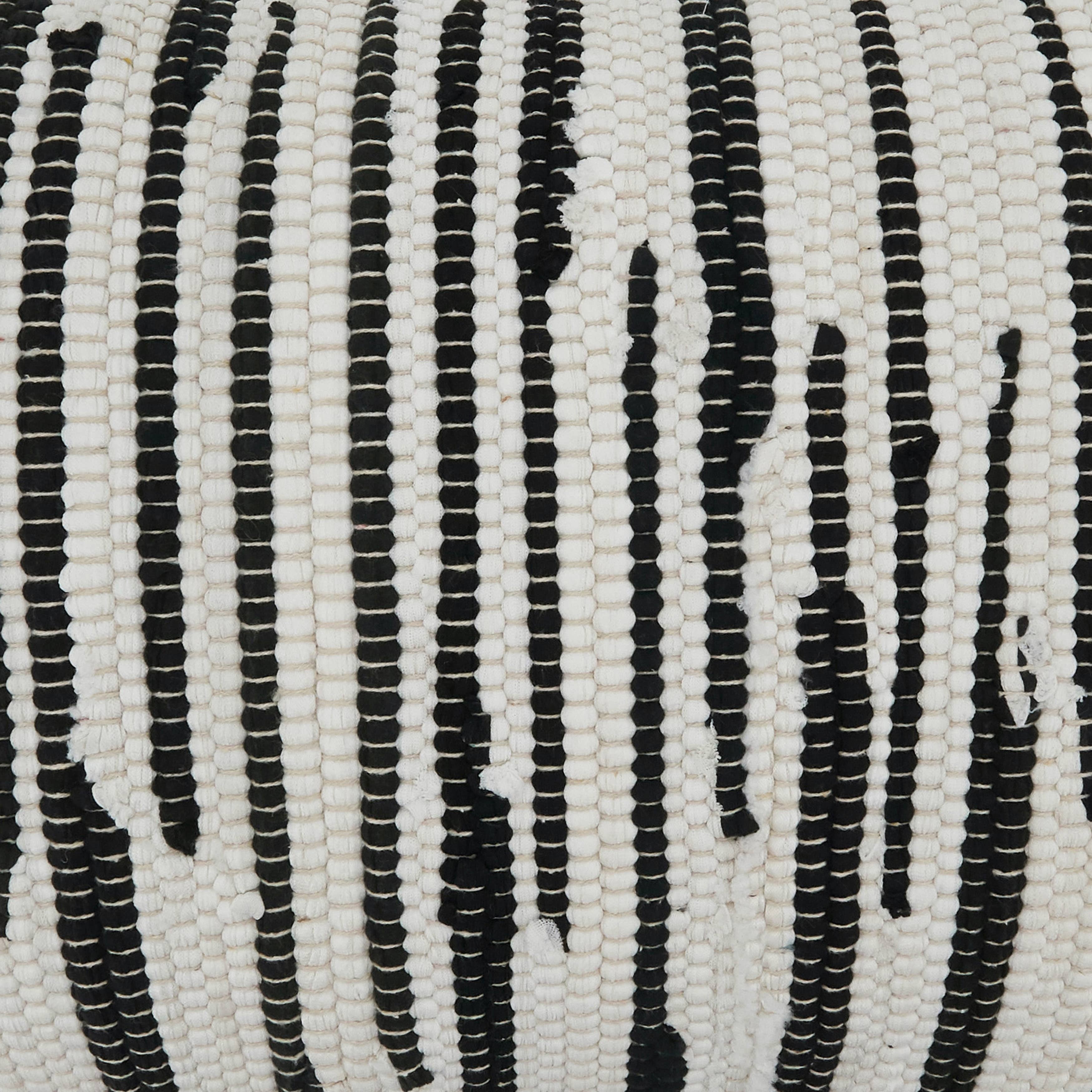 Throw Pillow With Zebra Chindi Design: Black/White / Poly Filled / 14"x23" - Decor Addict, LLC