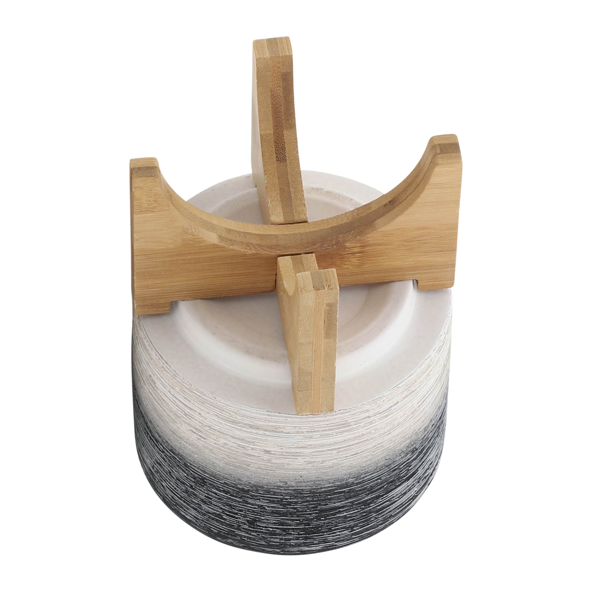 Ceramic 5" Planter On Wooden Stand, Gray - Decor Addict, LLC