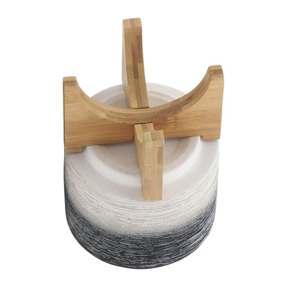 Ceramic 5" Planter On Wooden Stand, Gray - Decor Addict, LLC