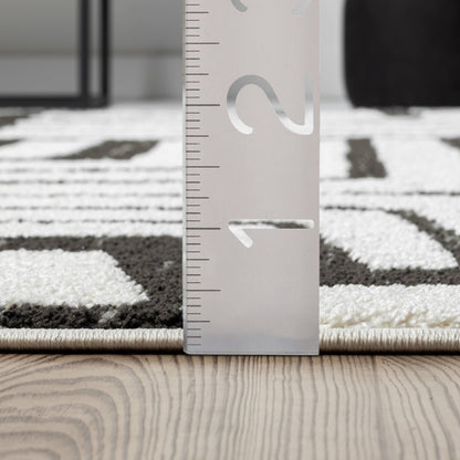 Abani Rugs Nomad NOM130A Cream Grey Multi-Box Pattern Rug: 2' x 3' - Decor Addict, LLC