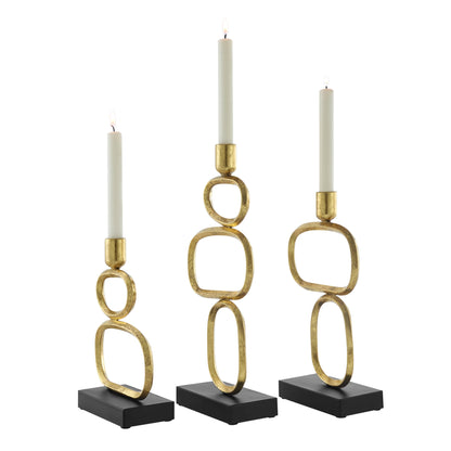 Eduardo Gold and Black Candlestick Candle Holders - Set of 3 - Decor Addict, LLC