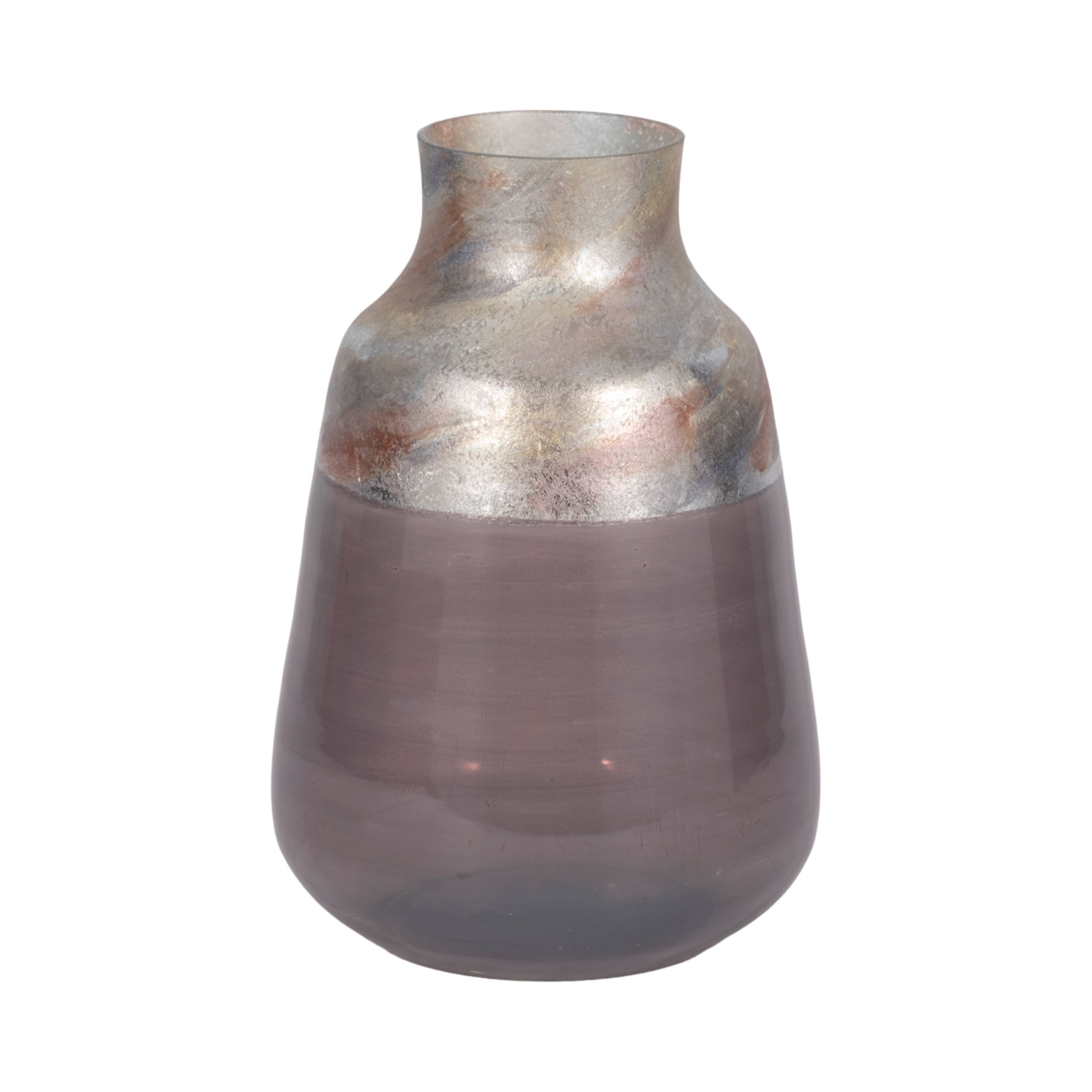 Glass Modern 2-Tone Tapered Body Vase - Gray, 12 in. - Decor Addict, LLC