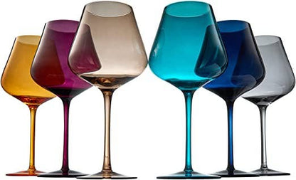 Jewel Colored Crystal Wine Glass Set of 6 - Decor Addict, LLC