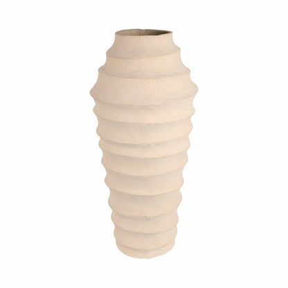 Decorative Floor Vase - Ivory Ecomix Textured Ribbed, 33 in. - Decor Addict, LLC