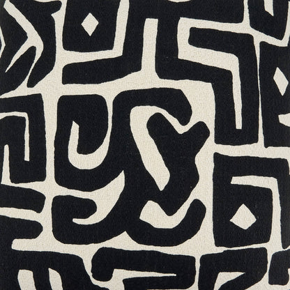 Throw Pillow With Kuba Cloth Design: Black/White / Down Filled / 22" - Decor Addict, LLC
