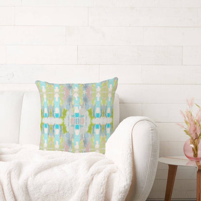Ava Decorative Abstract Art Throw Pillow Green Blue Mauve: 18x18 / Wihout Insert - Decor Addict, LLC