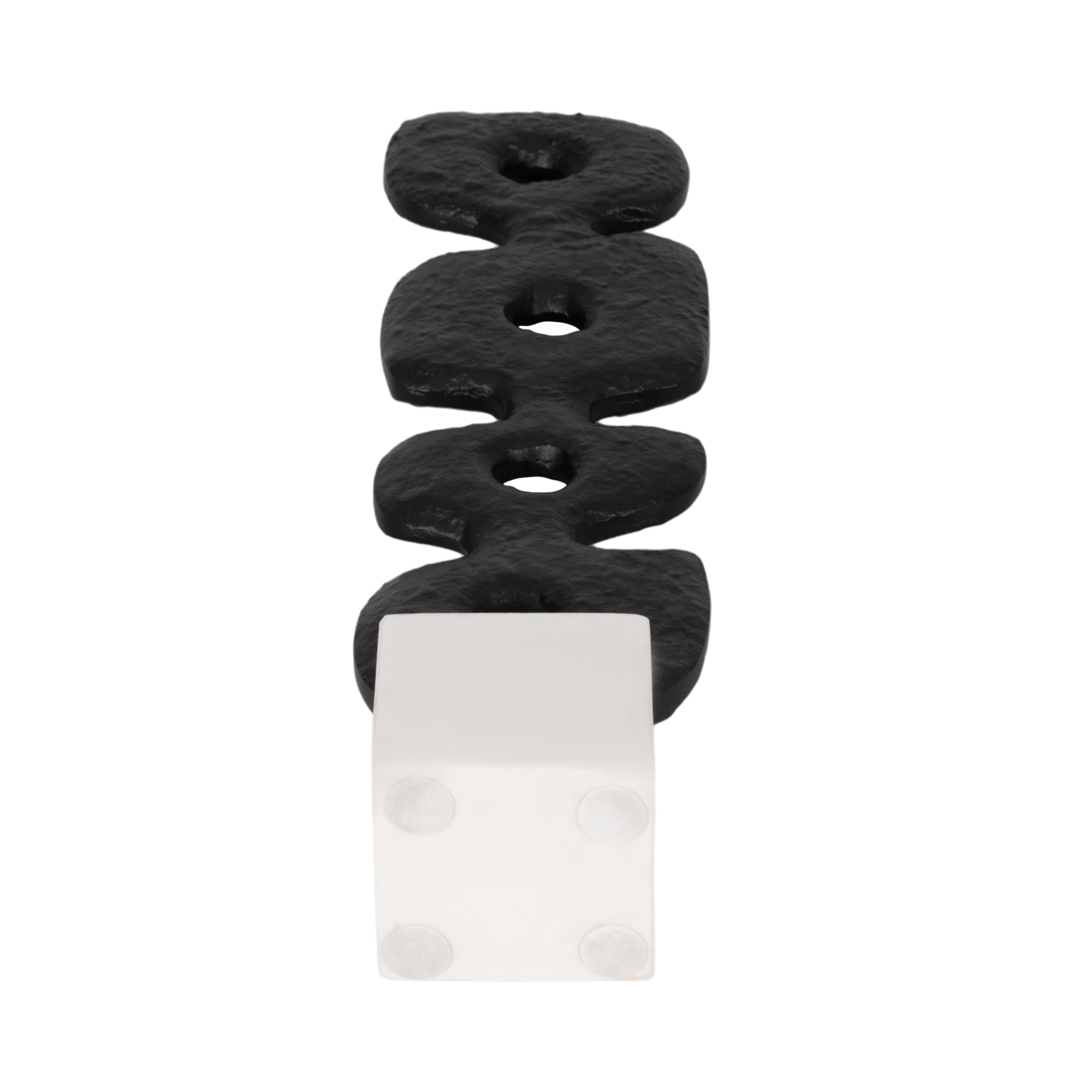 18" Abstract Totem Sculpture  Marble Base, Black/w - Decor Addict, LLC