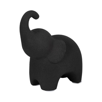 Black 8 in. Porcelain Elephant with Rough Texture Figurine - Decor Addict, LLC