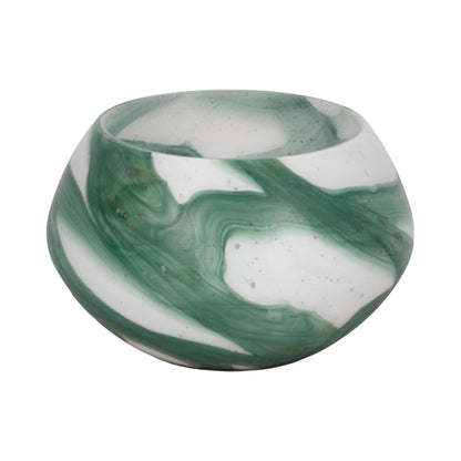 11" Ebb & Flow Bowl, Green/clear - Decor Addict, LLC