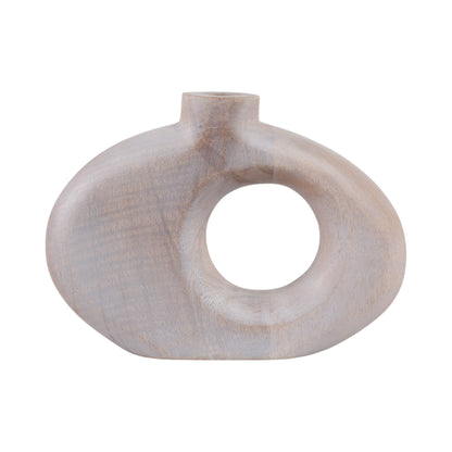10x7" Cut-out Wood Vase, Whitewash - Decor Addict, LLC