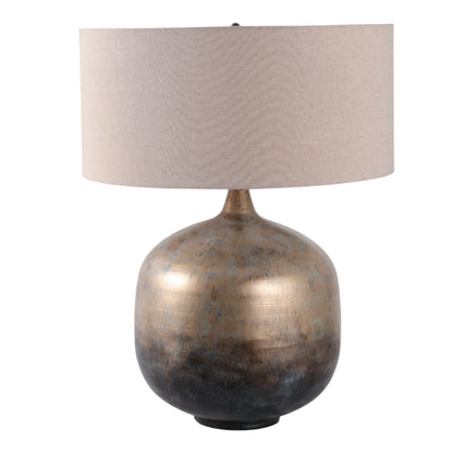 28x22" Metal Base Table Lamp, Brown Multi - Decor Addict, LLC