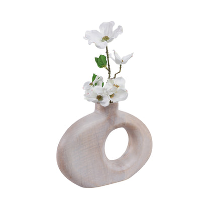 10x7" Cut-out Wood Vase, Whitewash - Decor Addict, LLC