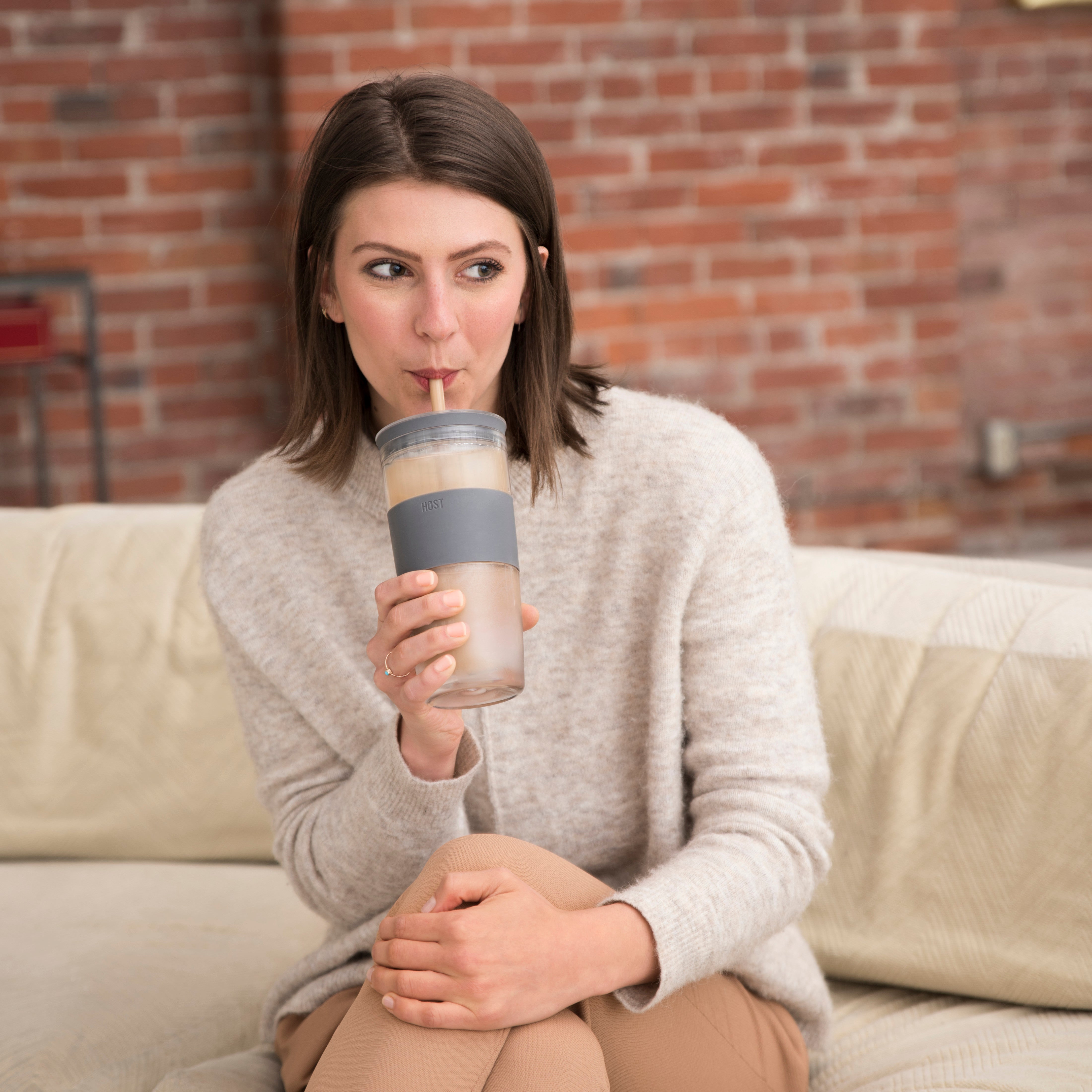 Tumbler FREEZE™ in Gray with Lid and Straw - Decor Addict, LLC