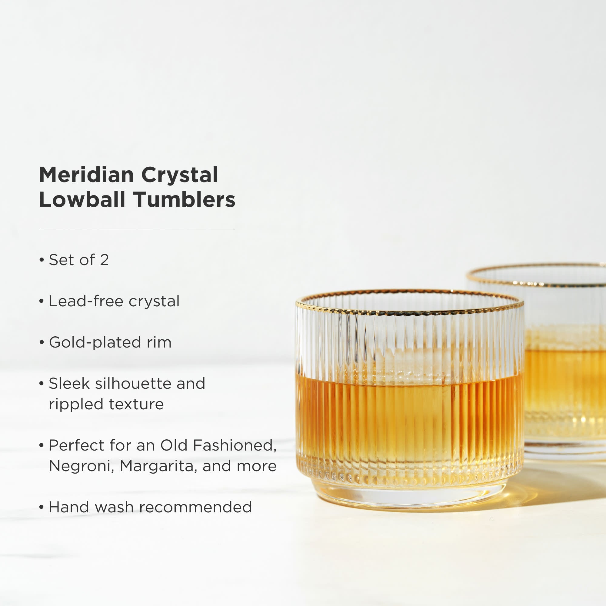 Meridian Crystal Lowball Tumblers Set of 2 - Decor Addict, LLC