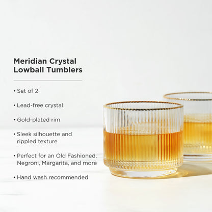 Meridian Crystal Lowball Tumblers Set of 2 - Decor Addict, LLC