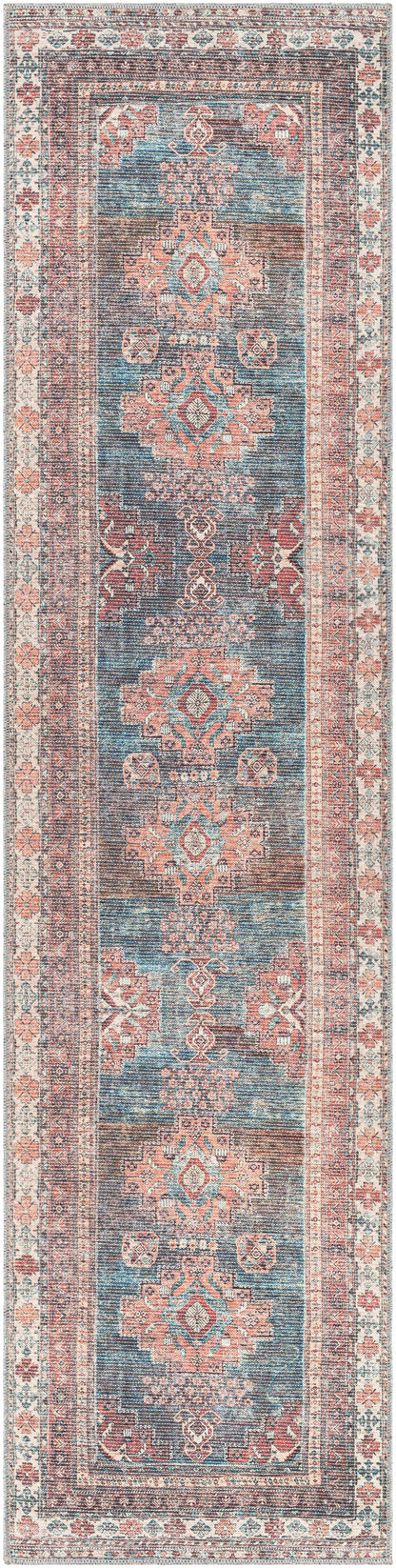 Baltinglass Rust & Blue Washable Area Rug - Decor Addict, LLC