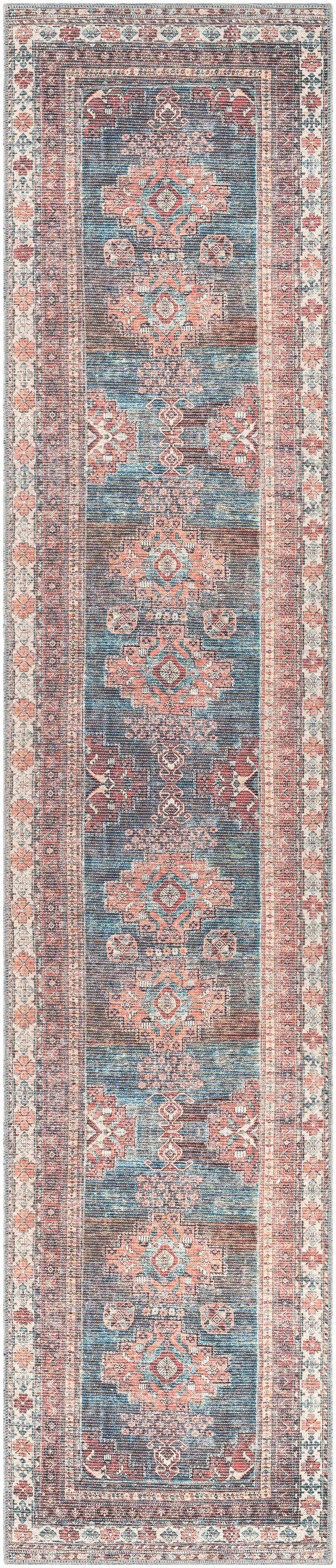 Baltinglass Rust & Blue Washable Area Rug - Decor Addict, LLC