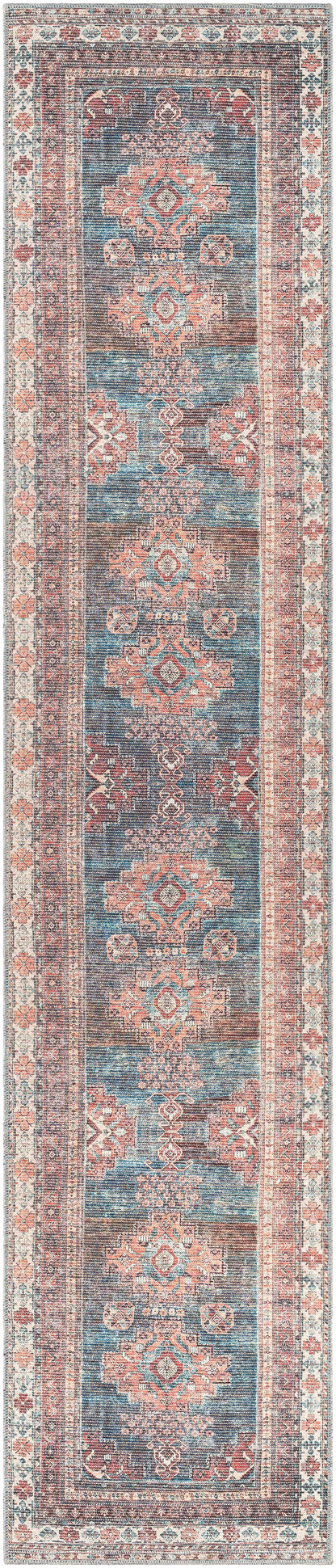 Baltinglass Rust & Blue Washable Area Rug - Decor Addict, LLC