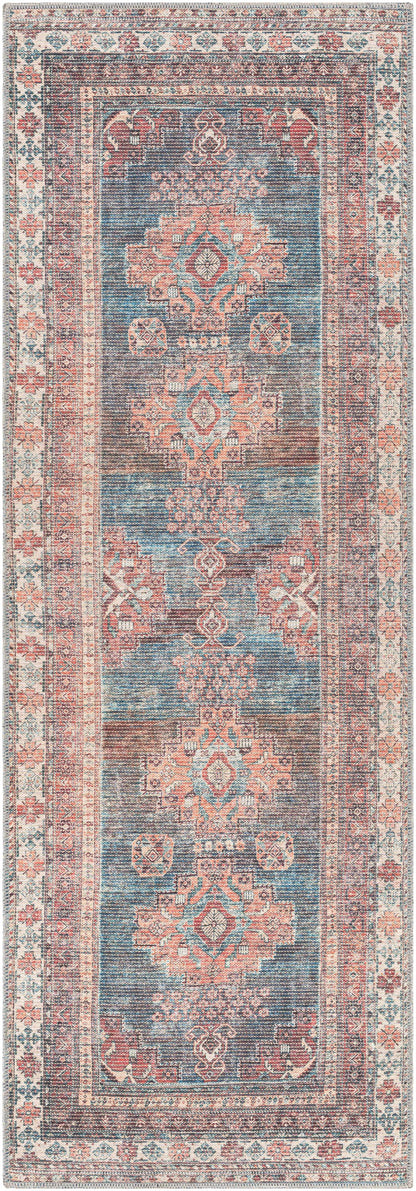 Baltinglass Rust & Blue Washable Area Rug - Decor Addict, LLC