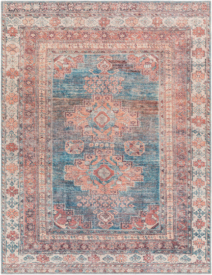 Baltinglass Rust & Blue Washable Area Rug - Decor Addict, LLC
