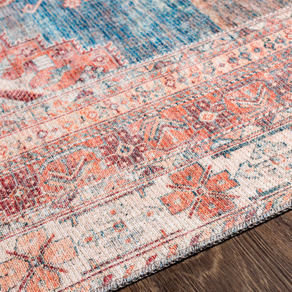 Baltinglass Rust & Blue Washable Area Rug - Decor Addict, LLC