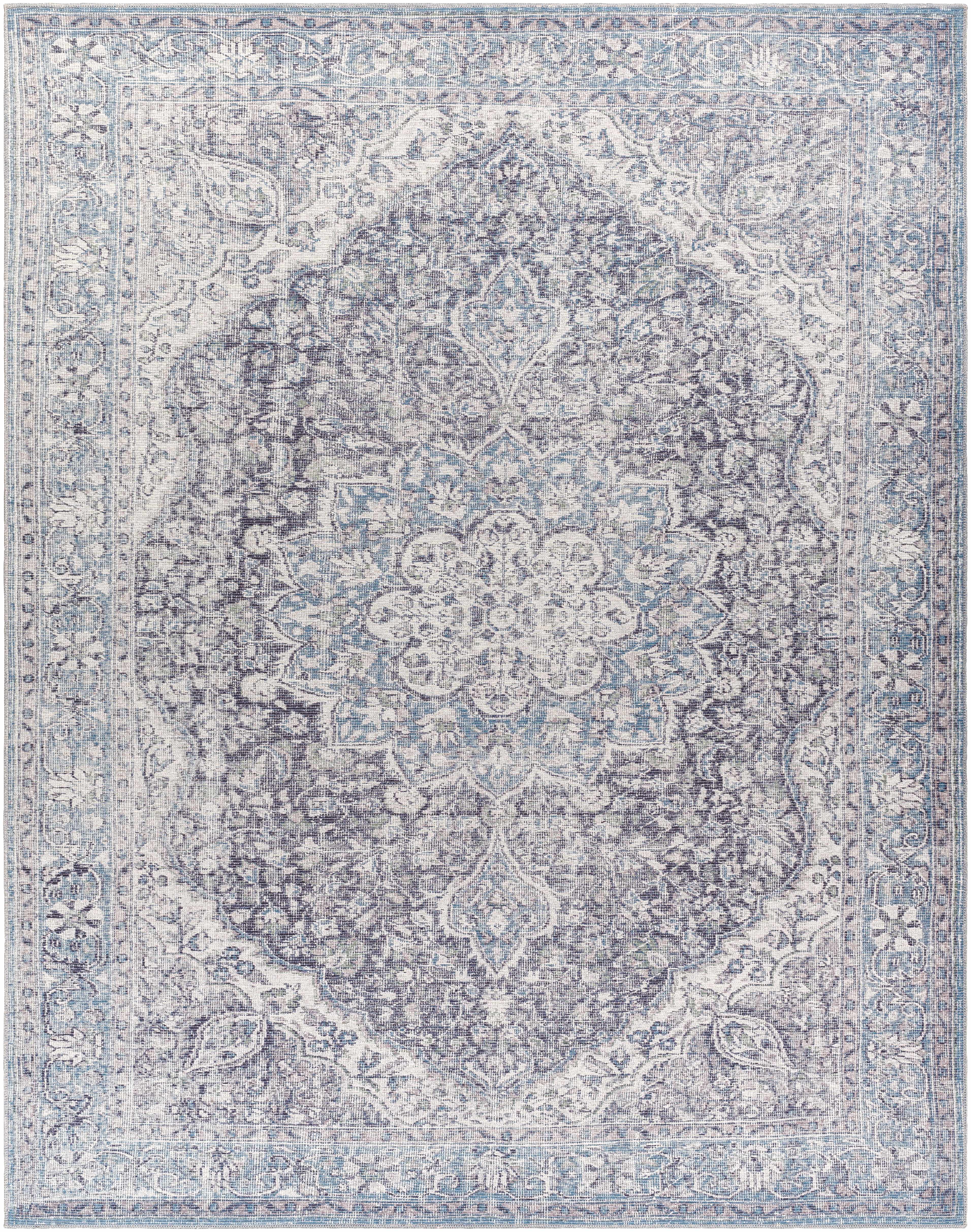 Tavas Blue Medallion Washable Rug - Decor Addict, LLC