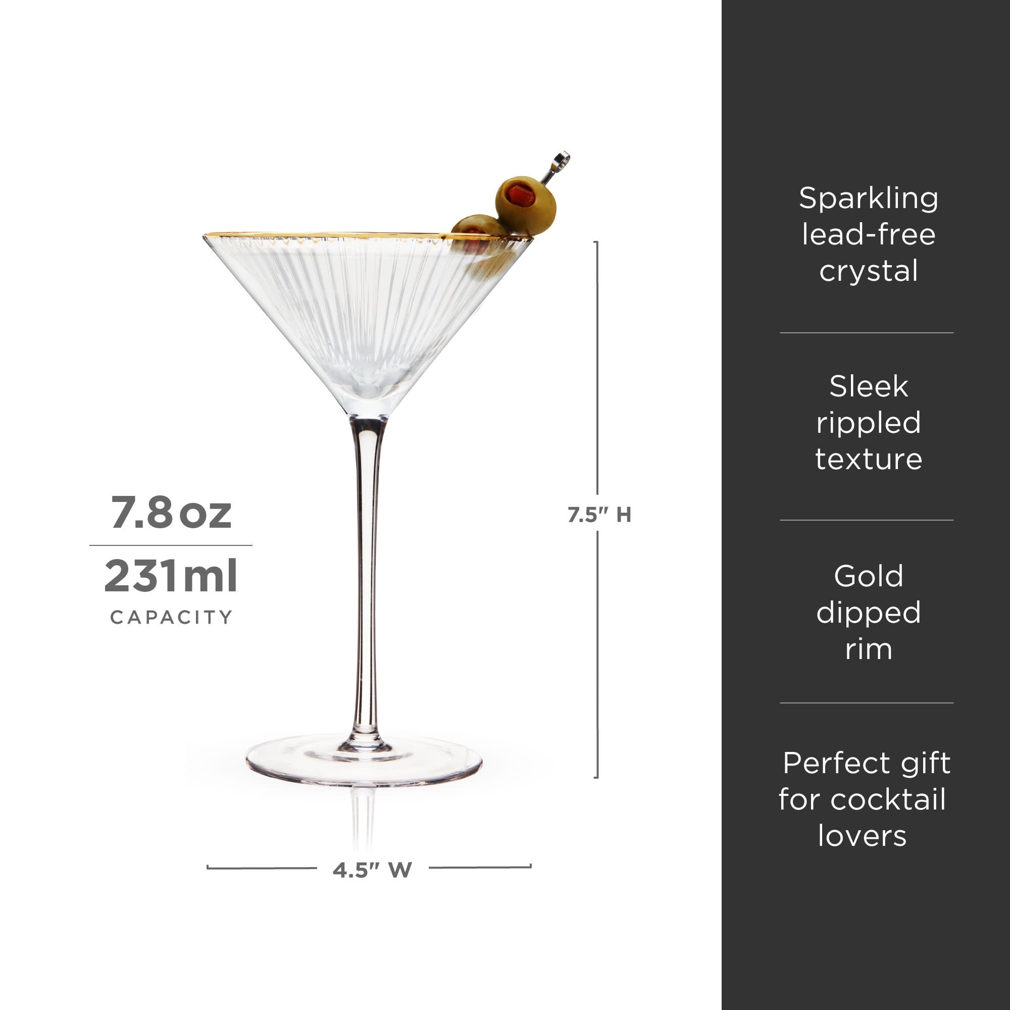 Meridian Crystal Martini Glasses - Thumbnail 4